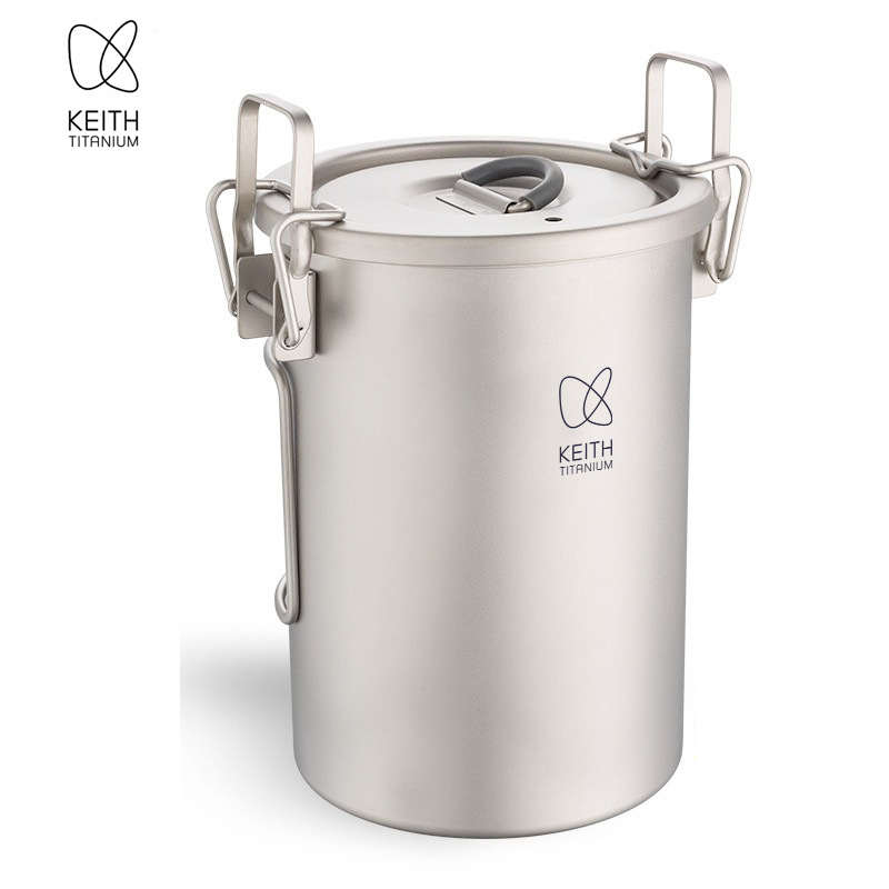 Outdoor Camping Cooking Set - KEITH 純チタン製 炊飯クッカー 900ml 超軽量 折りたたみハンドル