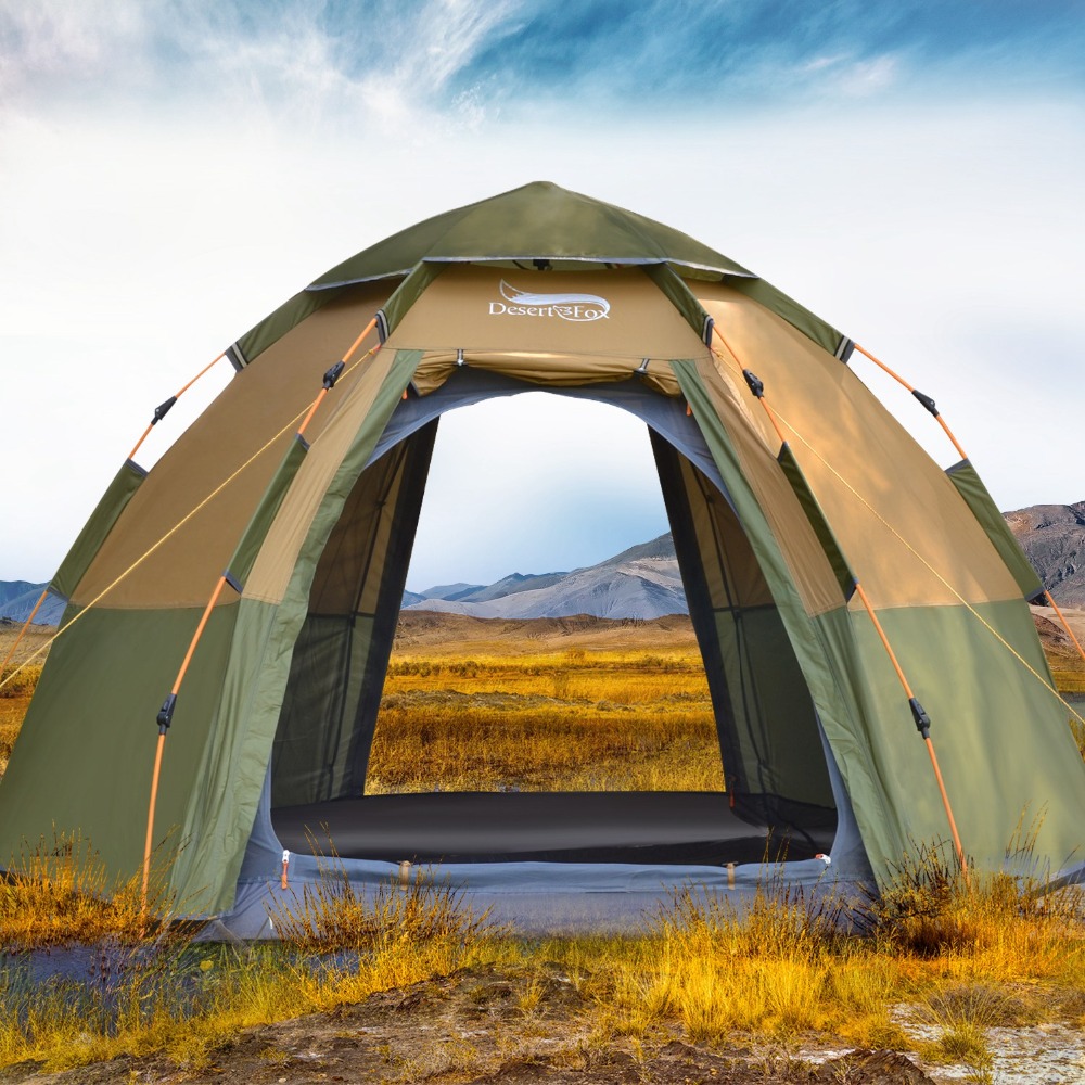 Outdoor Camping Dome - デザート & フォックス3-4人用ドーム自動テント,簡単なセットアップ,持ち運びが簡単,キャンプ用品,4シーズン