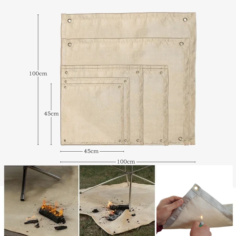 Outdoor Camping Fire - キャンプ用耐火マット 耐熱ブランケット アウトドアファイヤーピットパッド バーベキューグリル断熱マット 防火性地面保護材