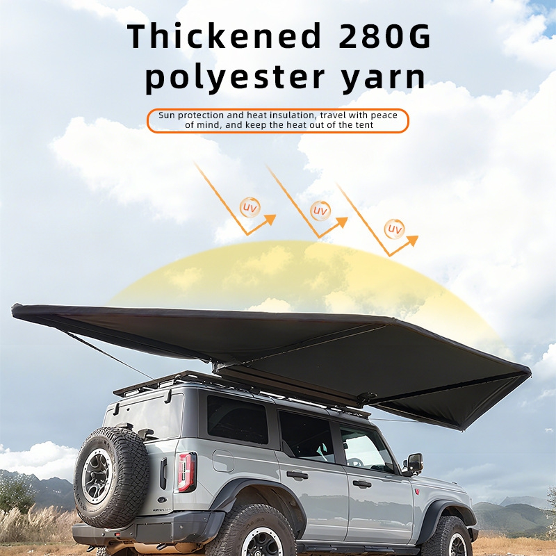 Outdoor Camping Fan - 屋外キャンプ用180度扇形日よけテント 新型ダブルポールモデル サポートポール付き サイドカー型テントキャノピー