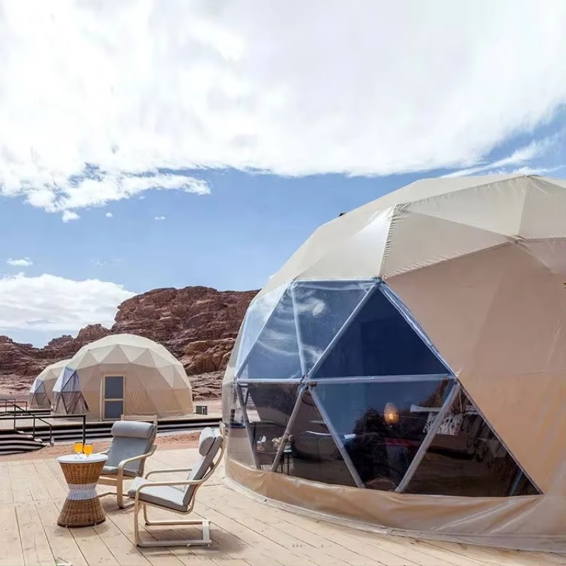 Outdoor Camping Dome - 屋外ガーデンキャビンドームハウスキャンピングジオデシックドームテントイグルー、透明な屋根、ストーブ、バスルーム付き、カスタマイズ可能