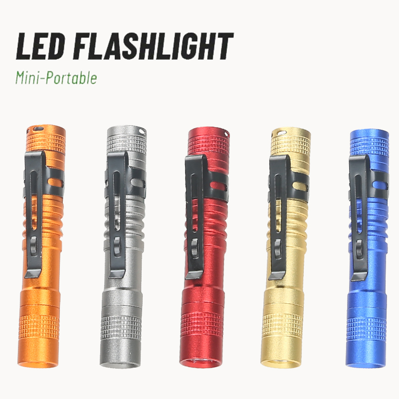 Battery Outdoor Camping - ペンクリップ付きポータブルミニLEDペン懐中電灯、ハンドヘルドウルトラポケットトーチ、屋外キャンプ緊急ランプ用AAA電池使用
