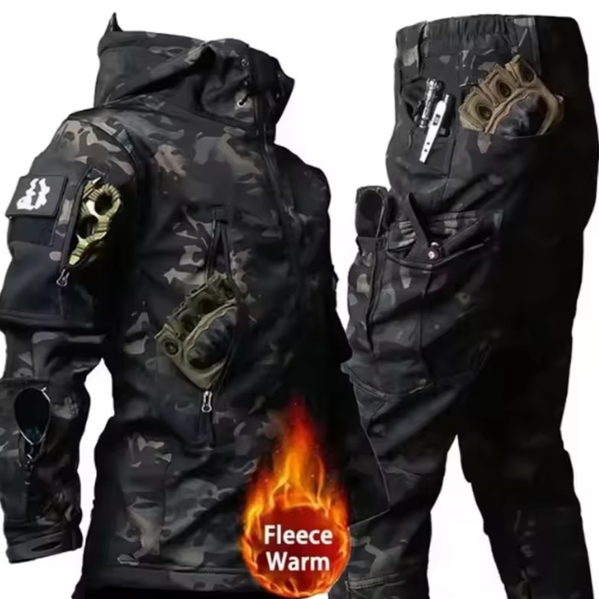 Outdoor Camping Jacket - メンズ秋冬ジャケット、戦術的な防水アウトドアフィッシングハイキングキャンプスポーツウェアジャケット防寒スーツ