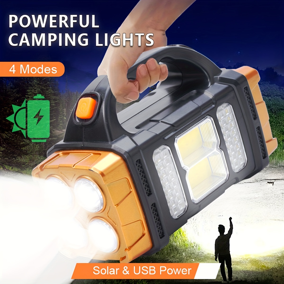 Battery Outdoor Camping - 新しいアップグレード充電式ハイパワーソーラー LED 懐中電灯電源銀行付き防水多機能ハンドランプ屋外用
