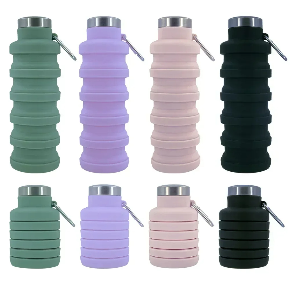 Collapsible Water Bottle - 折りたたみ式ウォーターボトル、再利用可能なBPAフリーシリコン折りたたみボトル、アウトドア登山ツアー用のポータブルハイキングカップ