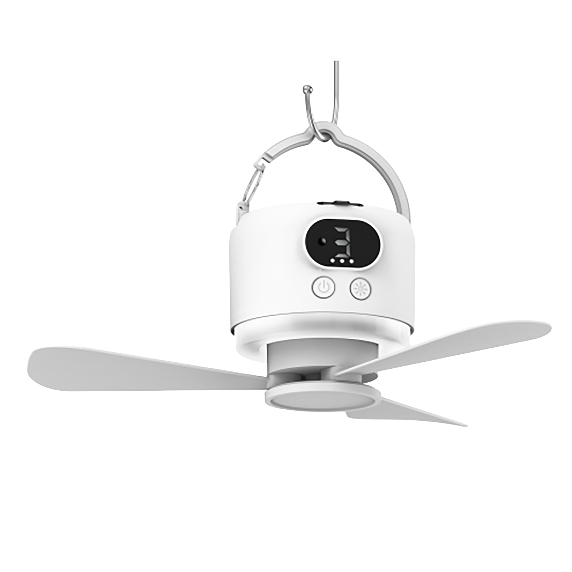 Outdoor Camping Fan - 10400mAh充電式ポータブルシーリングファン、吊り下げ可能、3段階風速、リモコン、タイマー、LEDライトストリップ、アウトドアキャンプファン