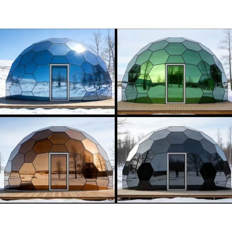 Outdoor Camping Dome - 屋外グランピングドームテント、ガラスパネル付き防水ジオデシック温室キャビン、庭や裏庭でのキャンプに最適な豪華テント