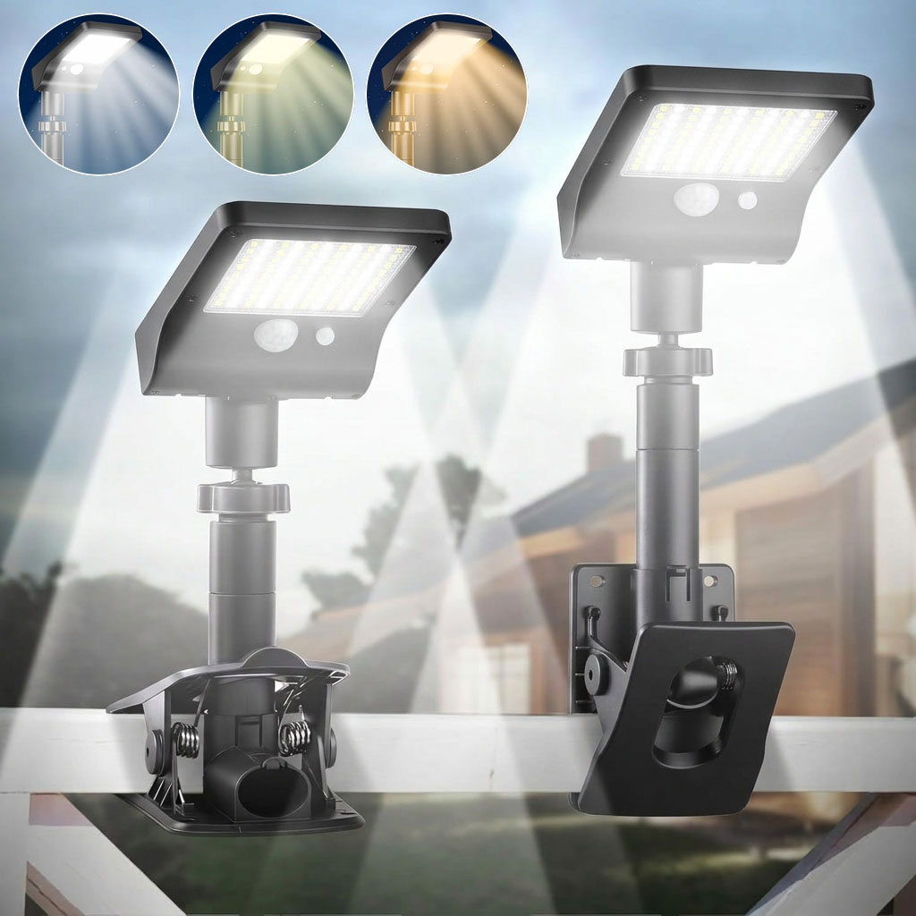 Outdoor Camping Decke - 2/4個入りクリップ式ソーラーライト、屋外用モーションセンサー付き、IP65防水、3モードクランプ式ソーラーライト、フェンス、デッキ、雨樋、キャンプ用