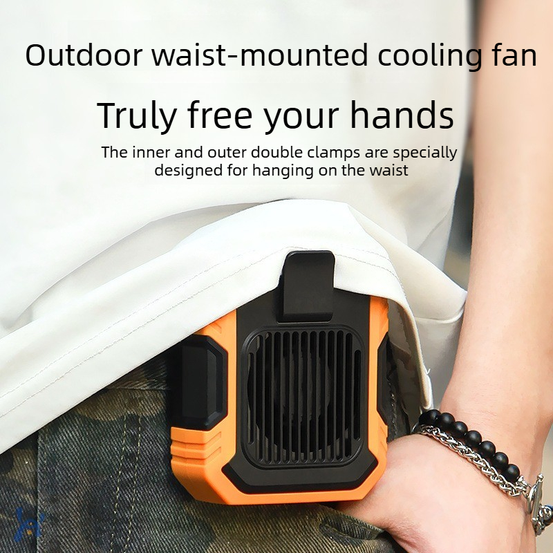 Outdoor Camping Fan - ウエストマウントクリップ式USB充電式ハンズフリー高速ポータブルミニ冷却ファン、屋外作業、キャンプ、旅行、スポーツに最適