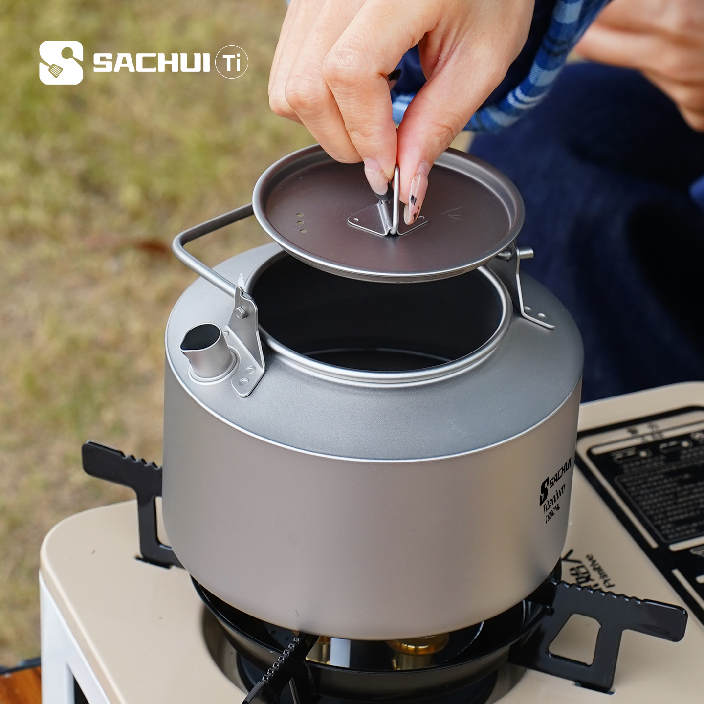 1000 ミリリットル純チタンケトル屋外超軽量茶コーヒーポッ - Outdoor Camping Kettle のレビューと価格