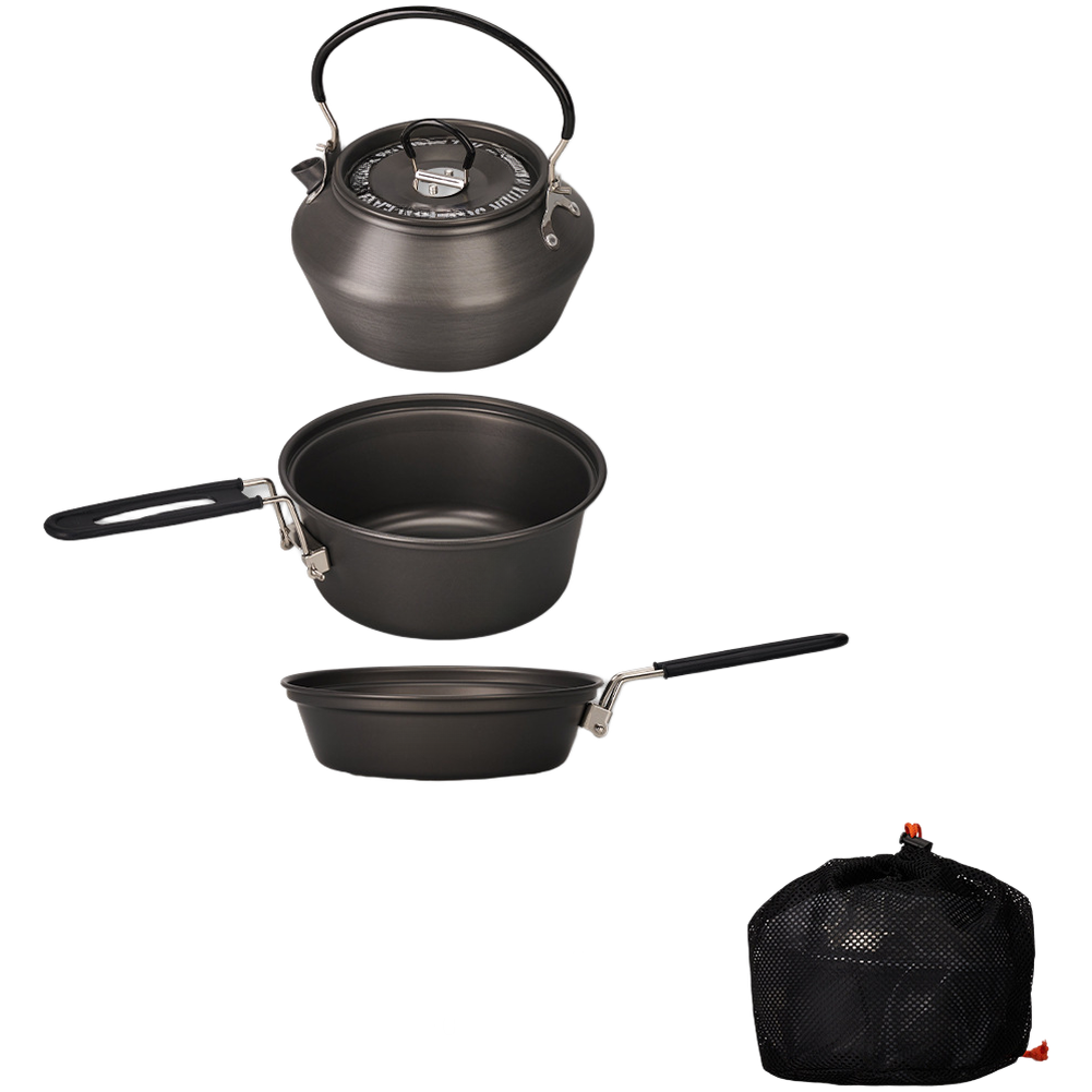 軽量アルミ合金キャンプ調理器具セット 3 ピースポットパンケ - Outdoor Camping Cooking Set のレビューと価格