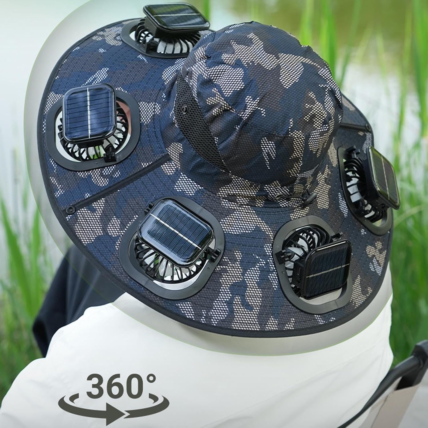 ホット6ファンソーラーファンハット通気性UVカットワイドブリ - Outdoor Camping Fan のレビューと価格