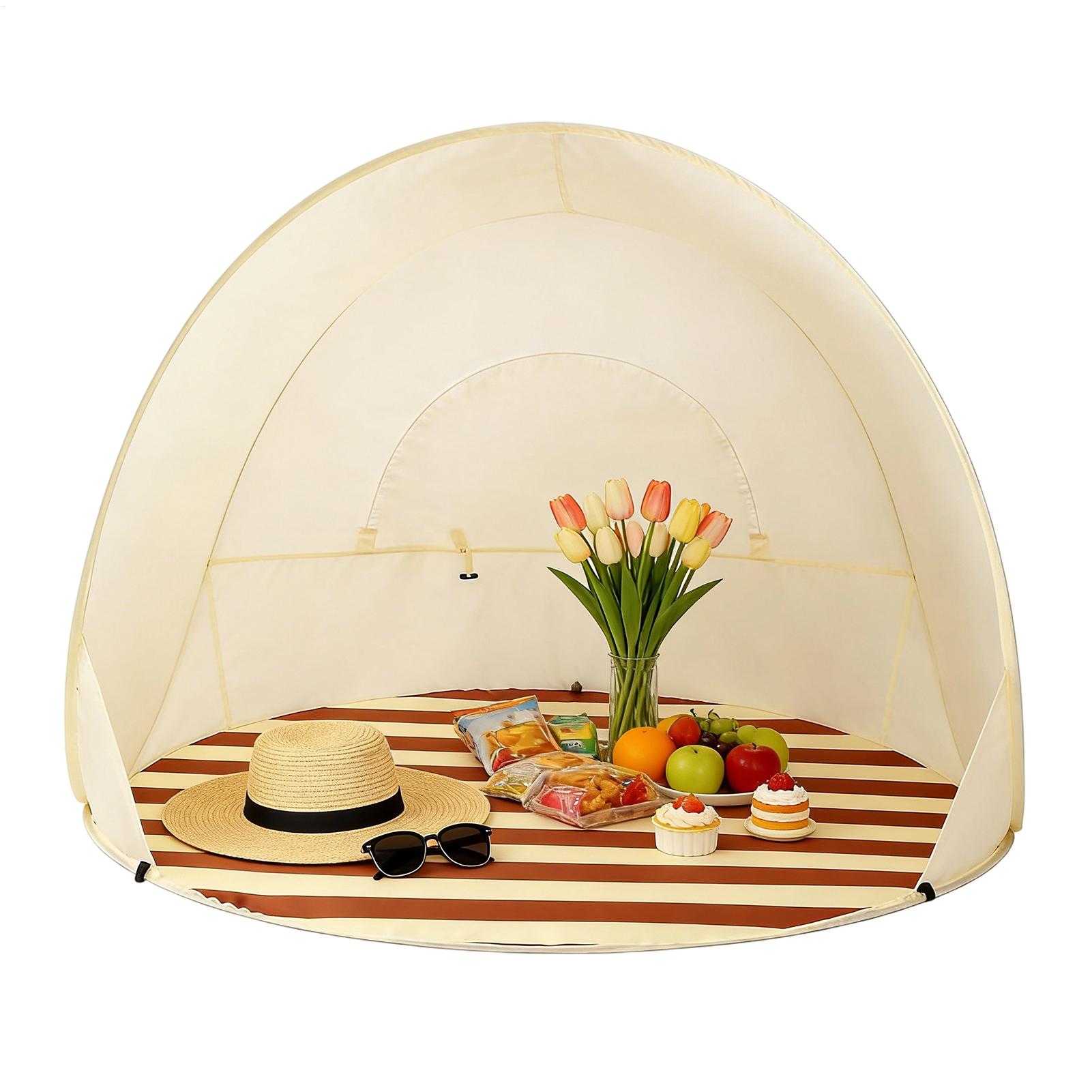 ポータブルクイックオープニングビーチテント大容量防虫通気性ポ - Outdoor Camping Dome のレビューと価格