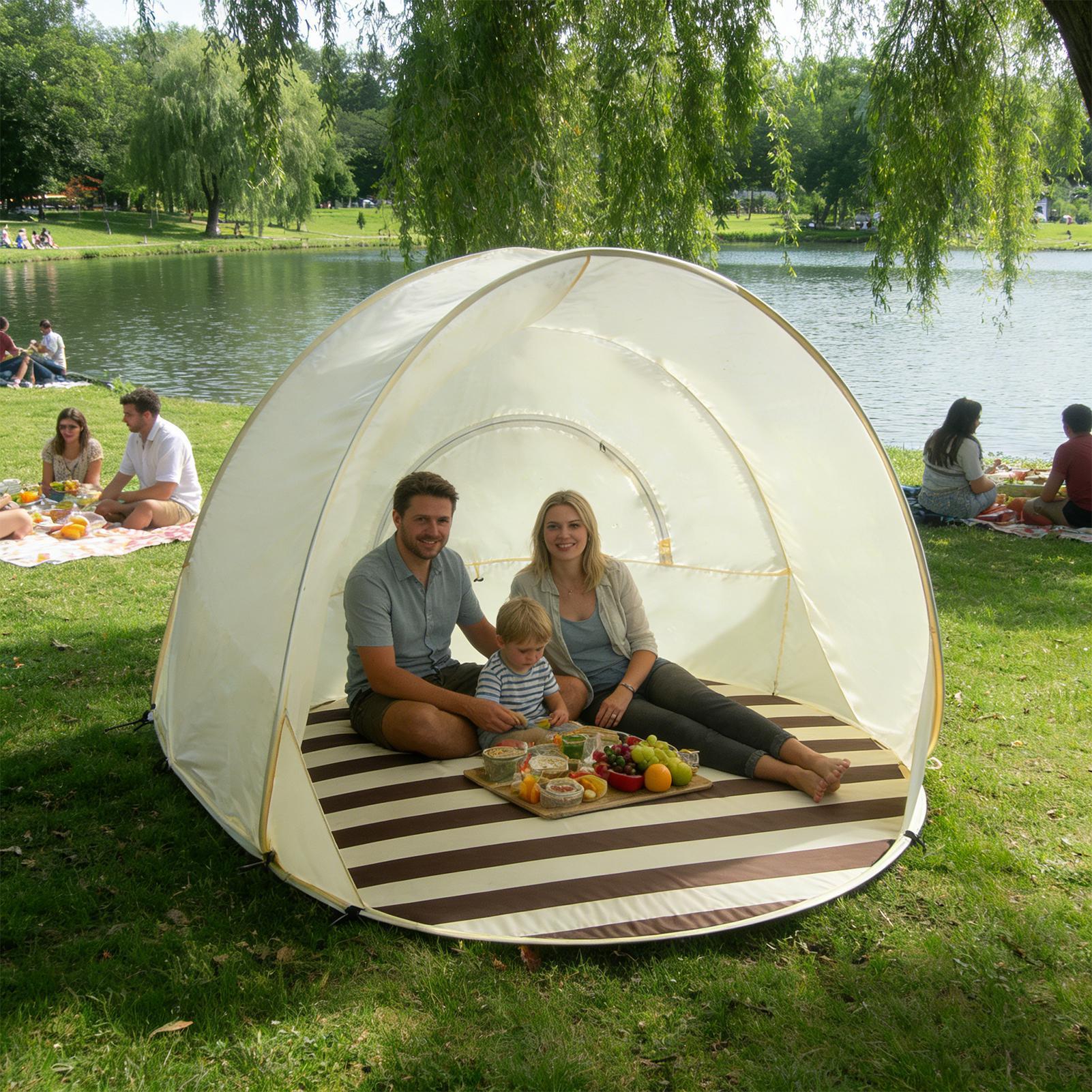 ポータブルクイックオープニングビーチテント大容量防虫通気性ポ - Outdoor Camping Dome のレビューと価格
