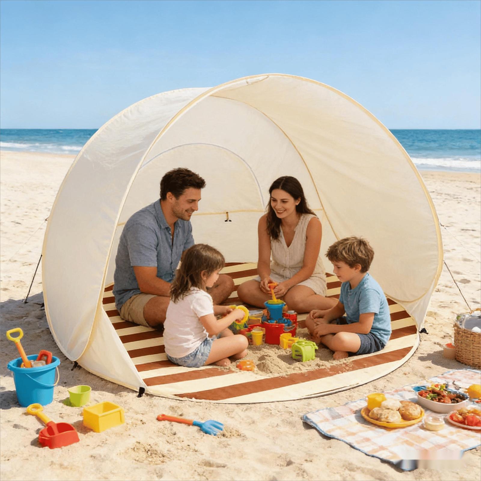 ポータブルクイックオープニングビーチテント大容量防虫通気性ポ - Outdoor Camping Dome のレビューと価格