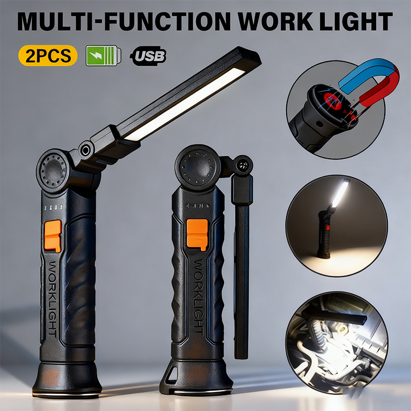 ポータブル COB LED 懐中電灯 USB 充電式ワークラ - Battery Outdoor Camping のレビューと価格