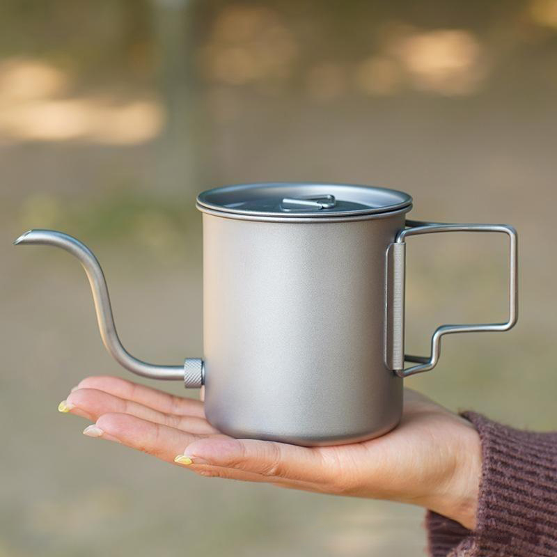 純チタン製グースネックポアオーバーコーヒーケトル 折りたたみ - Outdoor Camping Kettle のレビューと価格