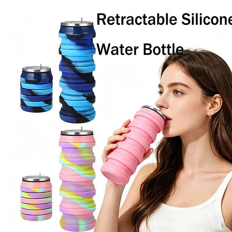 480ML収納式シリコン製ウォーターボトル折りたたみカップア - Collapsible Water Bottle のレビューと価格