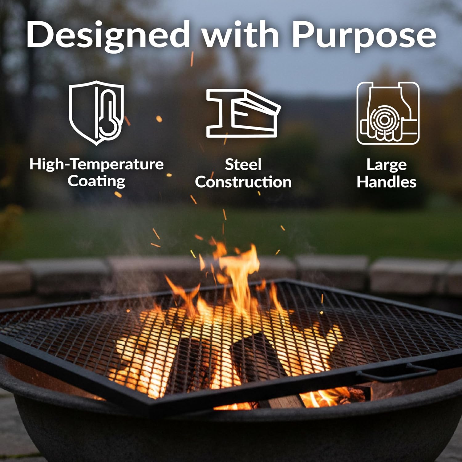 40インチ角型頑丈スチール製ファイヤーピットグリル網（ハンド - Outdoor Camping Fire のレビューと価格