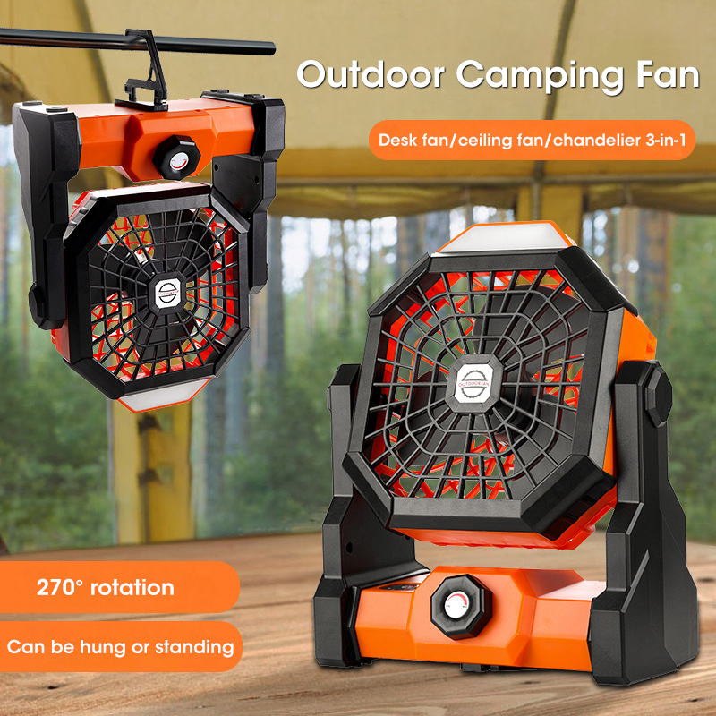 10000mAh キャンプファン LED ランタン付きポータ - Outdoor Camping Fan のレビューと価格
