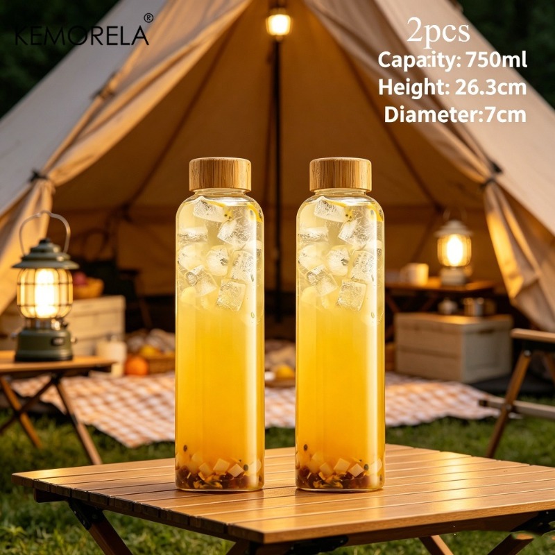 2/4 個のガラス製スポーツウォーターボトル、蓋付き、漏れ防 - Outdoor Camping Activities For Adults のレビューと価格