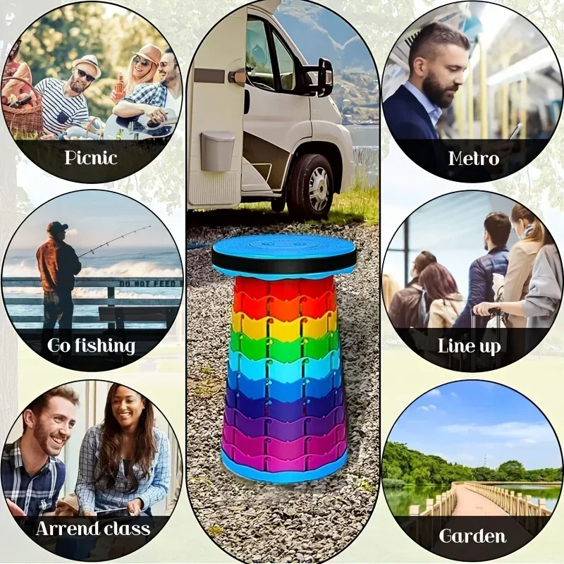 レインボー伸縮式キャンプスツール ポータブル 厚手 折りたた - Outdoor Camping And Fishing のレビューと価格
