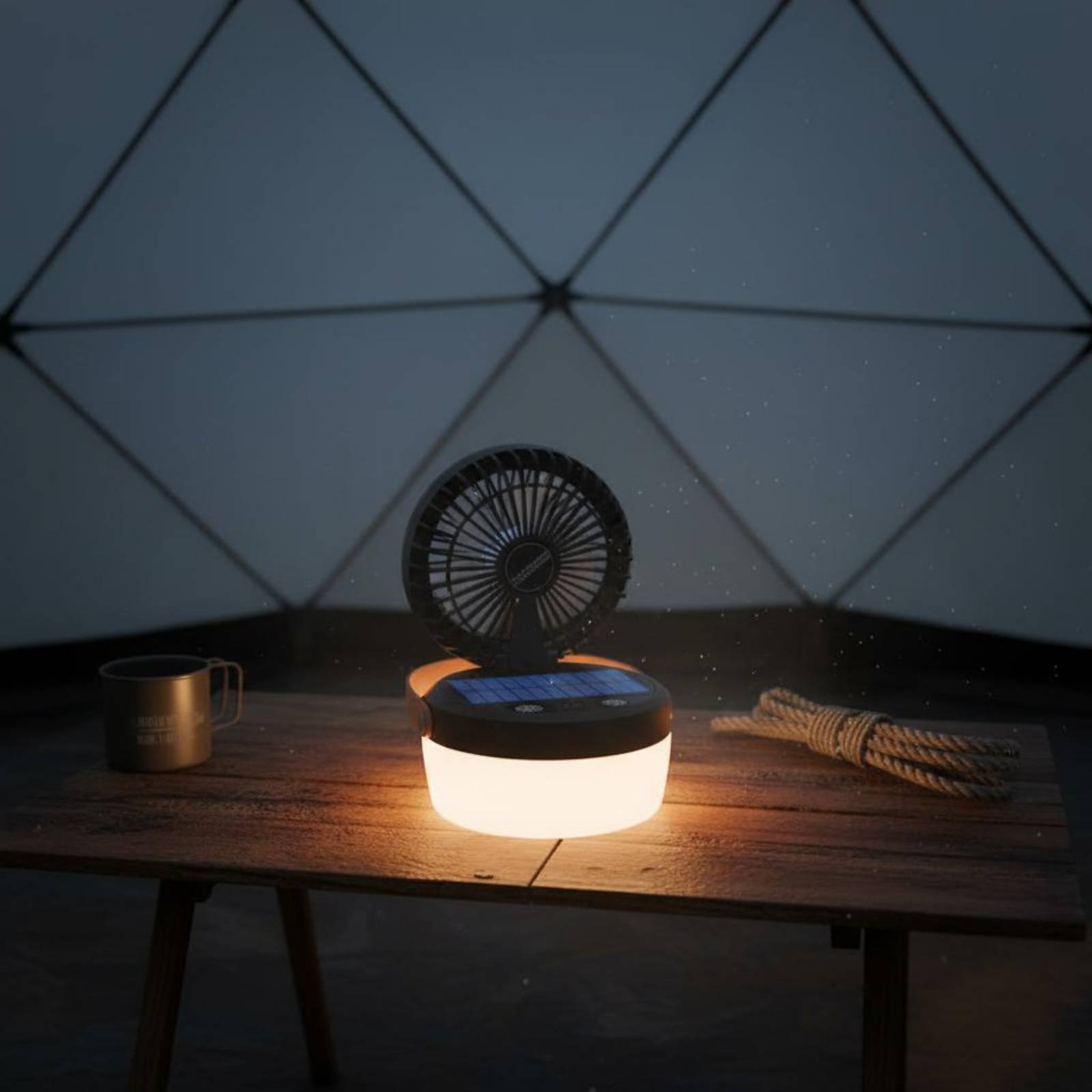 ソーラーキャンプファンランタン折りたたみ式デザイン三機能キャ - Outdoor Camping Fan のレビューと価格