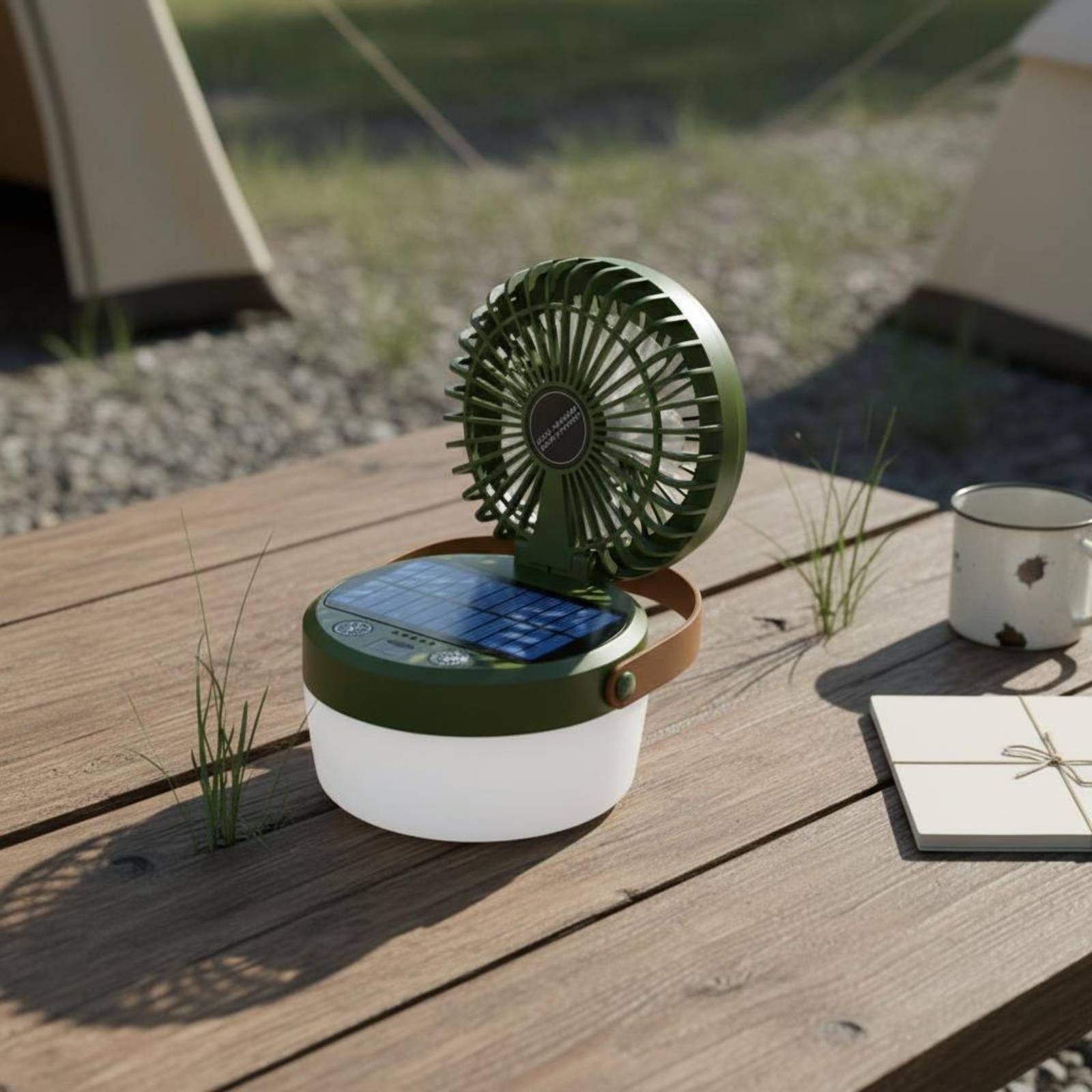 ソーラーキャンプファンランタン折りたたみ式デザイン三機能キャ - Outdoor Camping Fan のレビューと価格