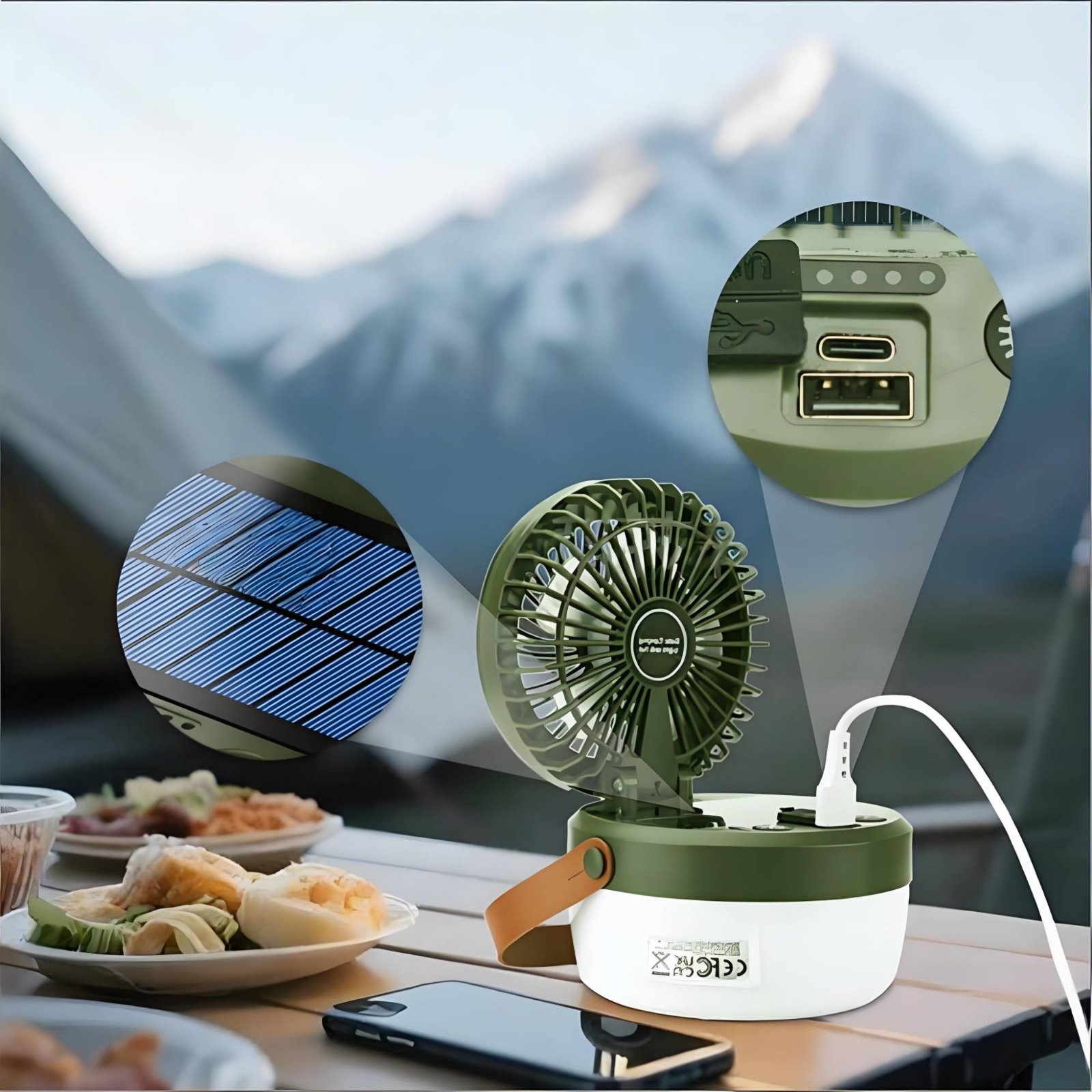 ソーラーキャンプファンランタン折りたたみ式デザイン三機能キャ - Outdoor Camping Fan のレビューと価格