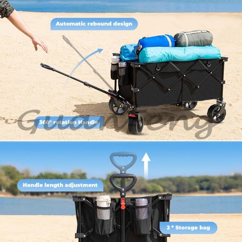 多用途折りたたみ式ステーションワゴン、伸縮式ハンドル付き、ビ - Outdoor Camping Vehicle Wagon のレビューと価格