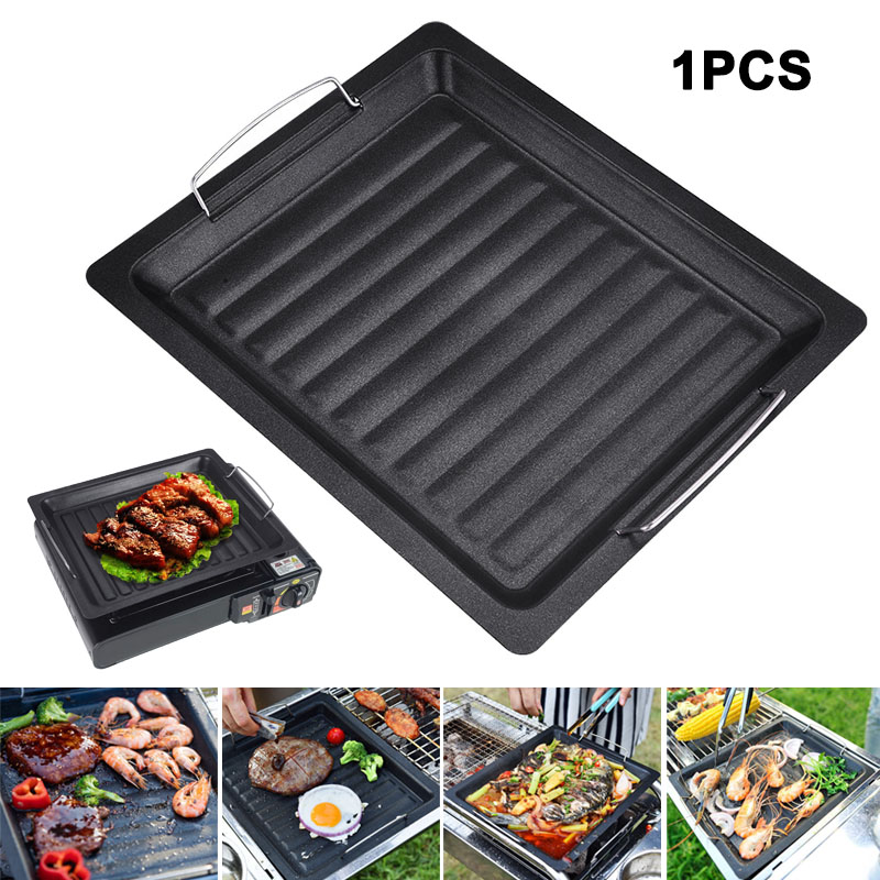 屋外用厚い四角グリルパン 2つのハンドル付き ポータブルノン - Outdoor Camping Cooking Set のレビューと価格