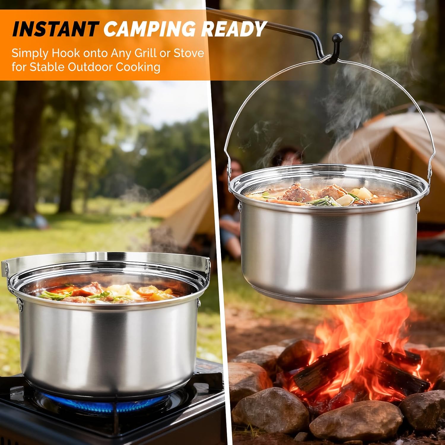 6点調理器具セット、304ステンレス製軽量ノンスティック鍋、 - Outdoor Camping Fire のレビューと価格