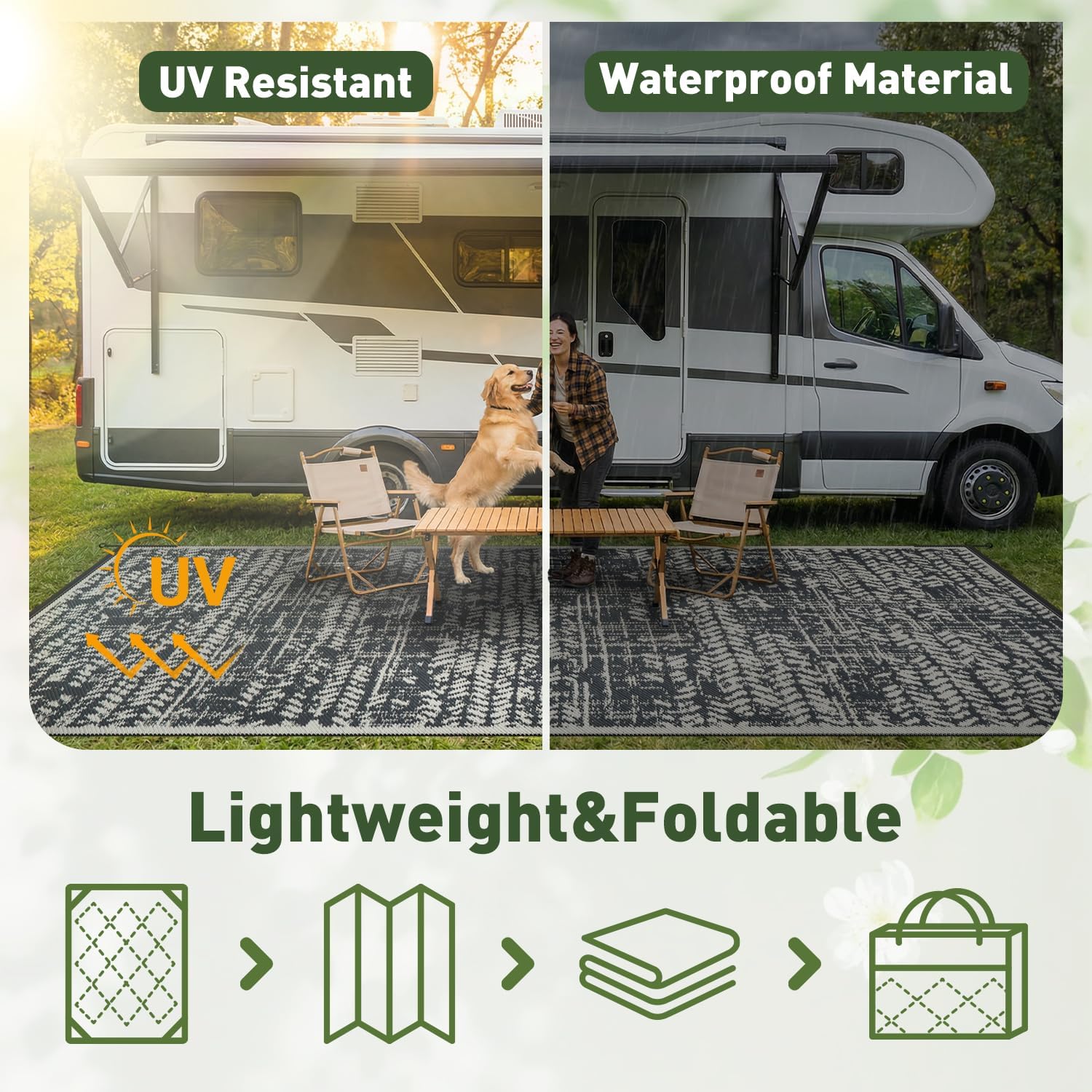 屋外用ラグ 9x12 防水パティオラグマット 屋外RVキャン - Outdoor Camping Rugs 9X12 のレビューと価格