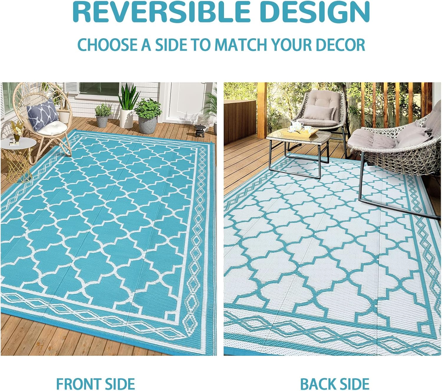 9x12インチの屋外パティオラグ – リバーシブルキャンプカ - Outdoor Camping Rugs 9X12 のレビューと価格