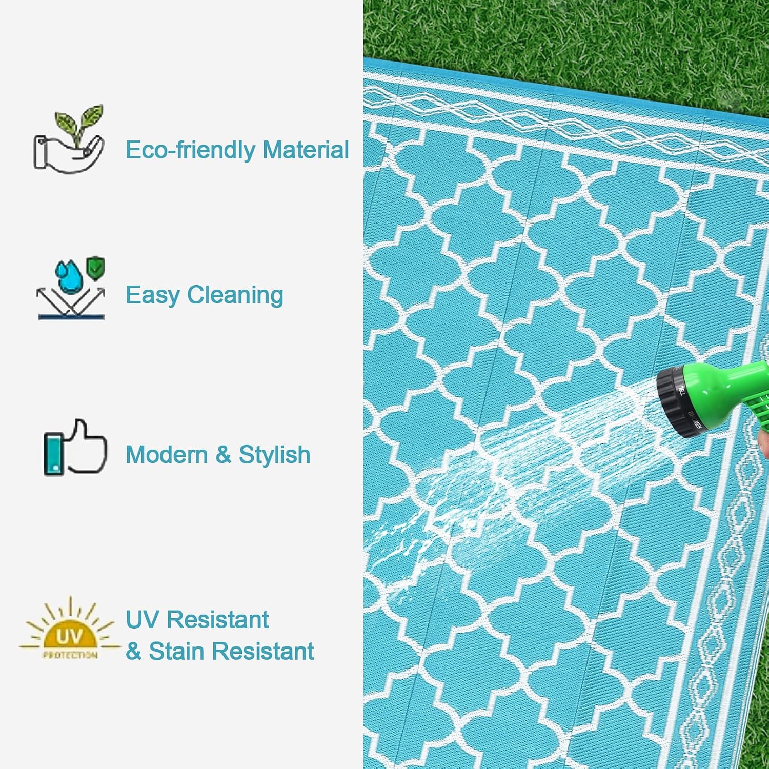 9x12インチの屋外パティオラグ – リバーシブルキャンプカ - Outdoor Camping Rugs 9X12 のレビューと価格