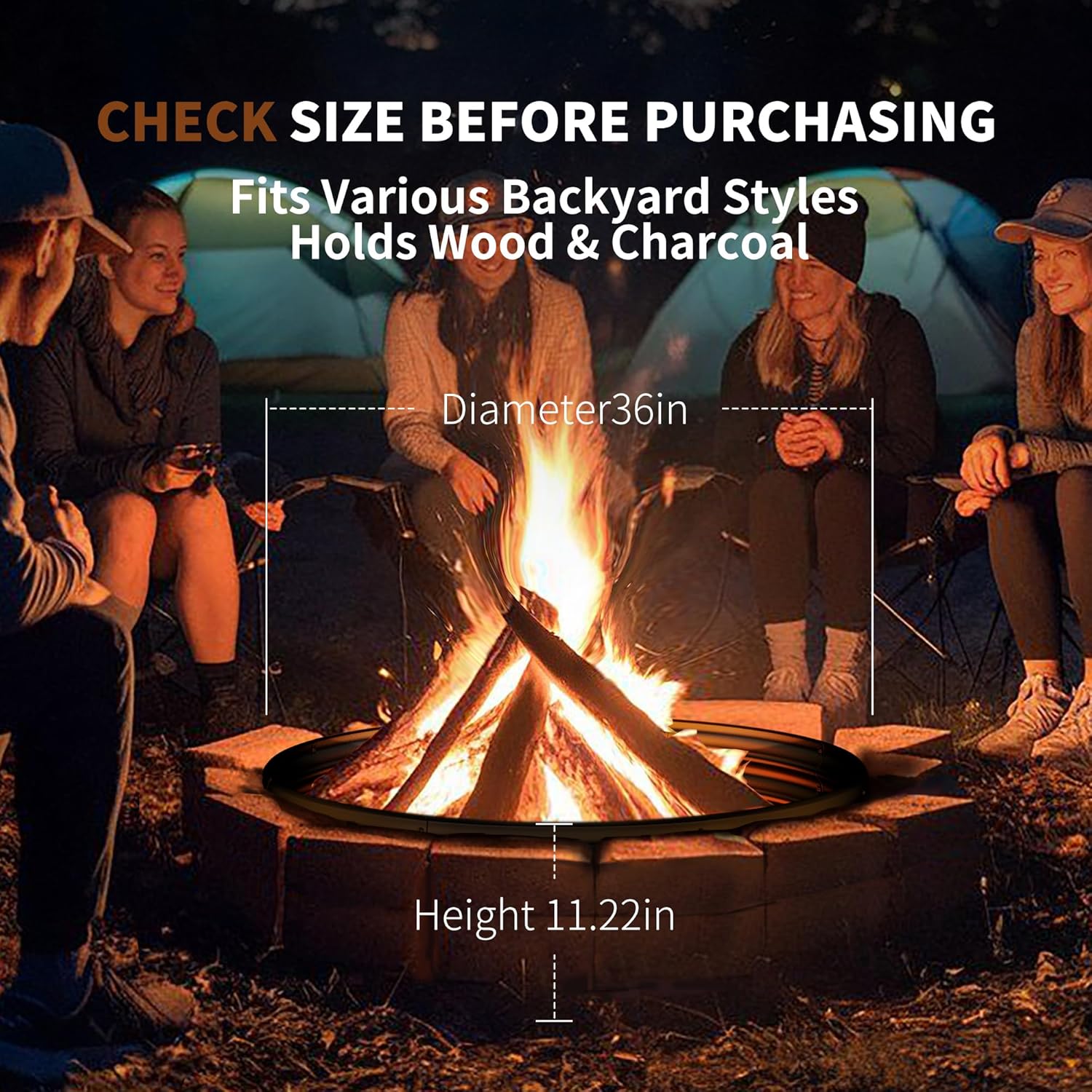 36インチの頑丈な焚き火台リング、屋外での薪焚き用、高温コー - Outdoor Camping Fire のレビューと価格