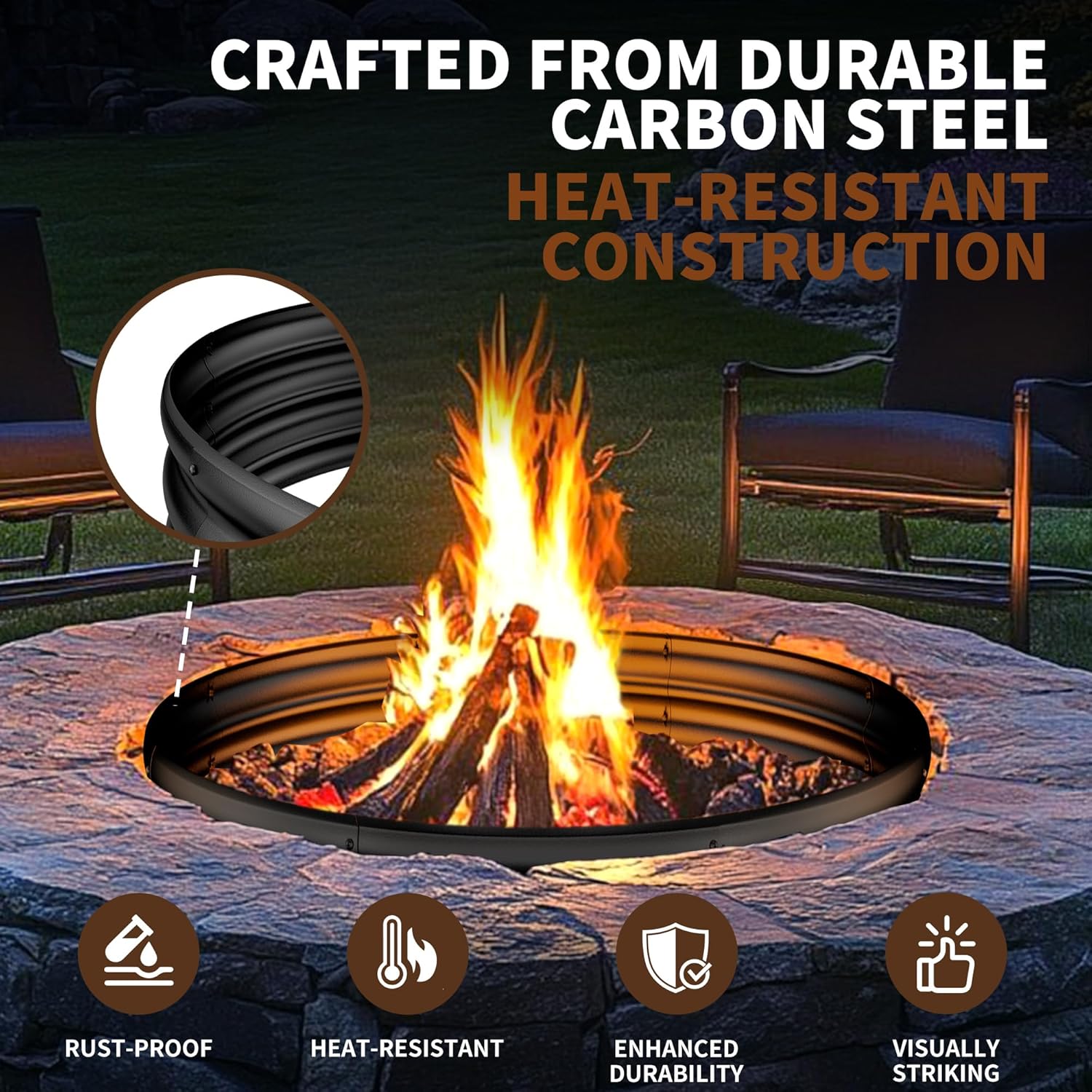 36インチの頑丈な焚き火台リング、屋外での薪焚き用、高温コー - Outdoor Camping Fire のレビューと価格