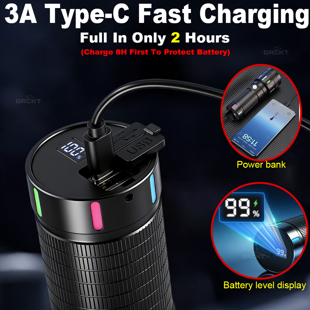 80000CD 最も強力なLED懐中電灯 ハイパワー戦術ハン - Battery Outdoor Camping のレビューと価格