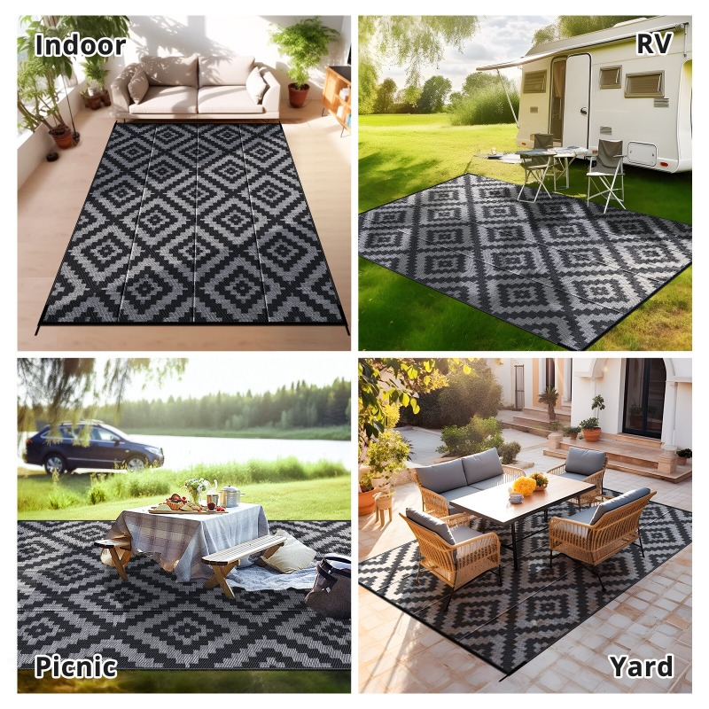 (5x8、6x9、9x12、9x18) 屋外用ラグ パティオ - Outdoor Camping Rugs 9X12 のレビューと価格
