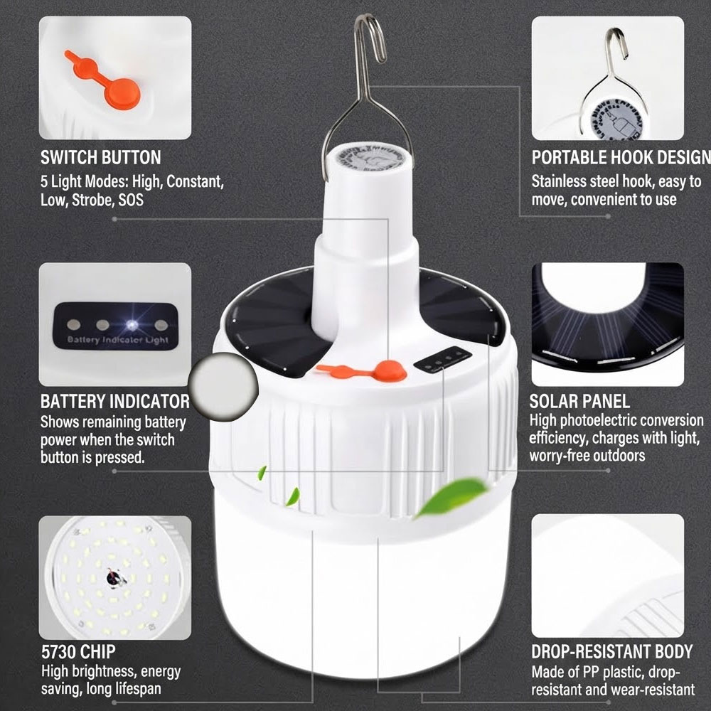 ソーラーライト USB LED 屋外防水 充電式 ソーラー駆 - Outdoor Camping Light Ideas のレビューと価格