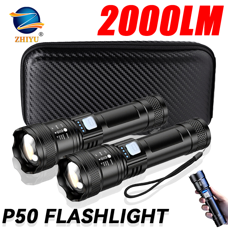 戦術的な LED 懐中電灯 2000LM USB 充電式防水 - Battery Outdoor Camping のレビューと価格