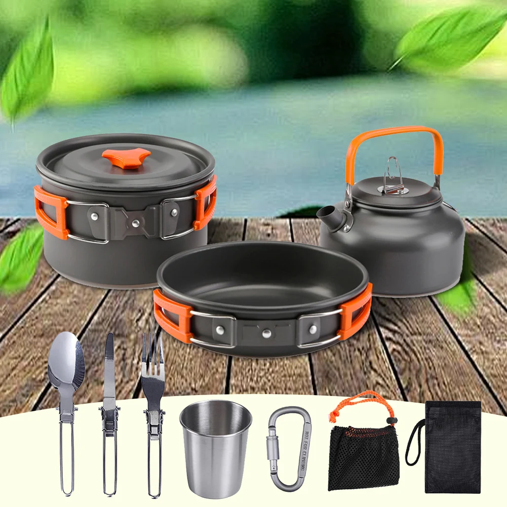 キャンプ調理器具キット ケトル ポット パン クックセット  - Outdoor Camping Cooking Set のレビューと価格