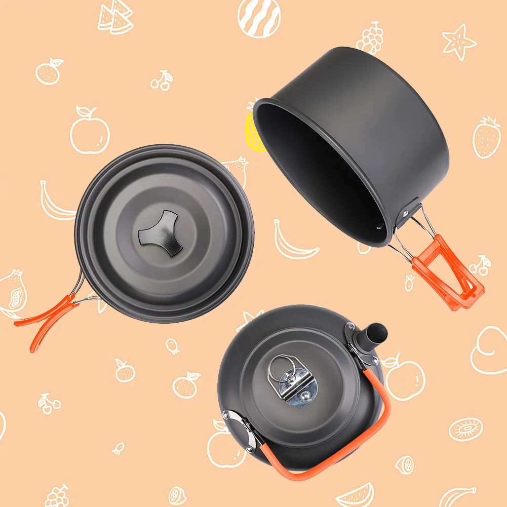 キャンプ調理器具キット ケトル ポット パン クックセット  - Outdoor Camping Cooking Set のレビューと価格