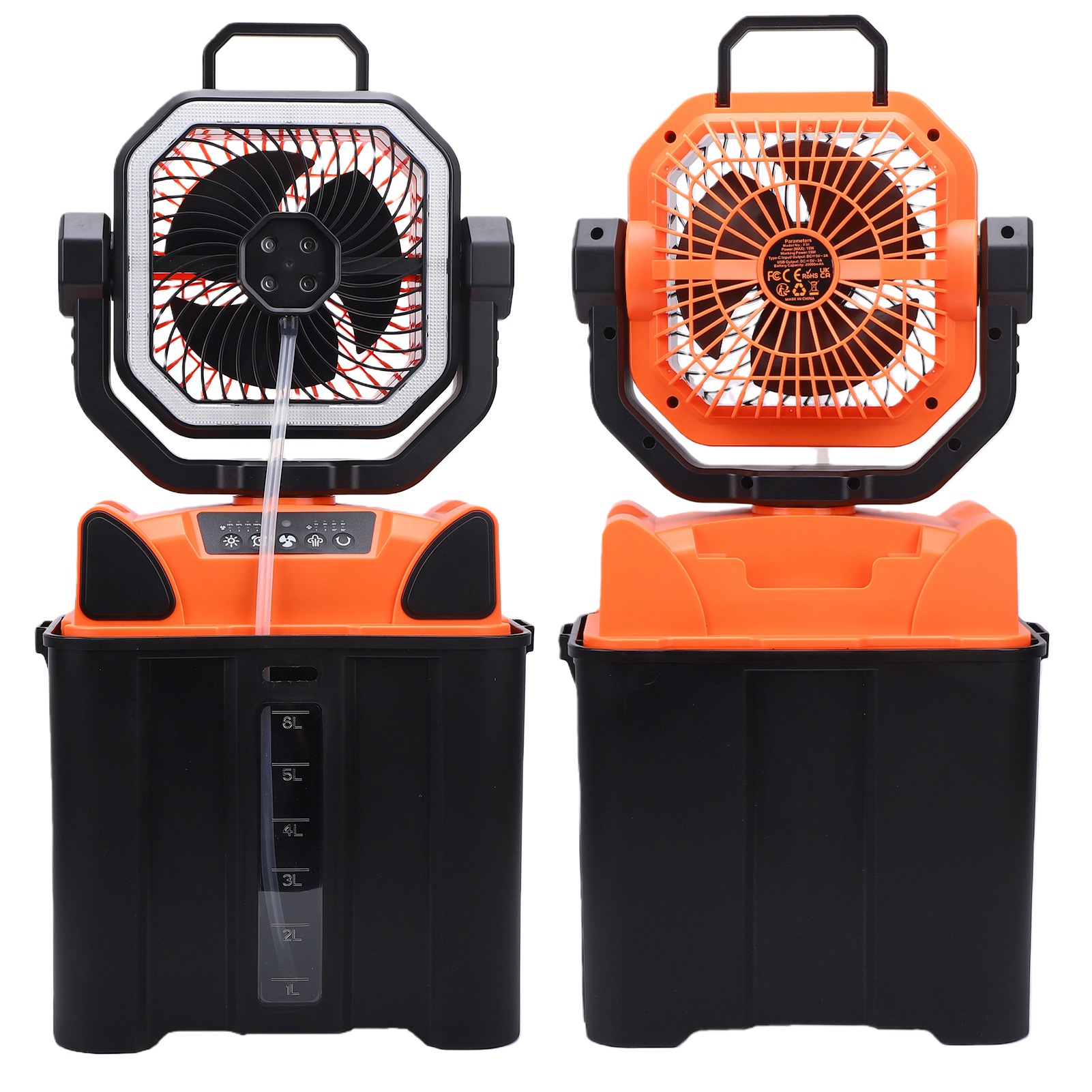 充電式キャンプファン、6Lバケツ、LEDライト、リモコン付き - Outdoor Camping Fan のレビューと価格