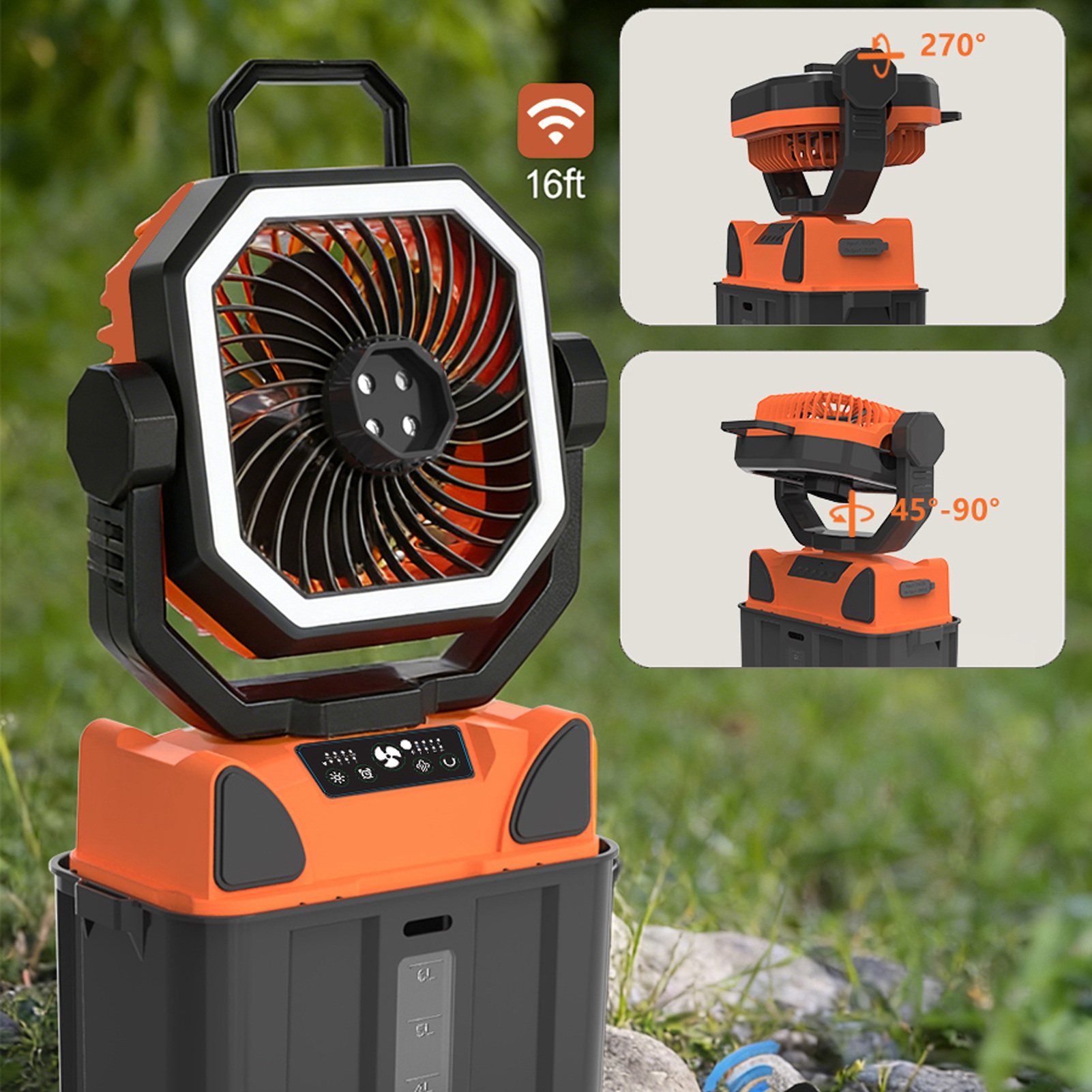 充電式キャンプファン、6Lバケツ、LEDライト、リモコン付き - Outdoor Camping Fan のレビューと価格